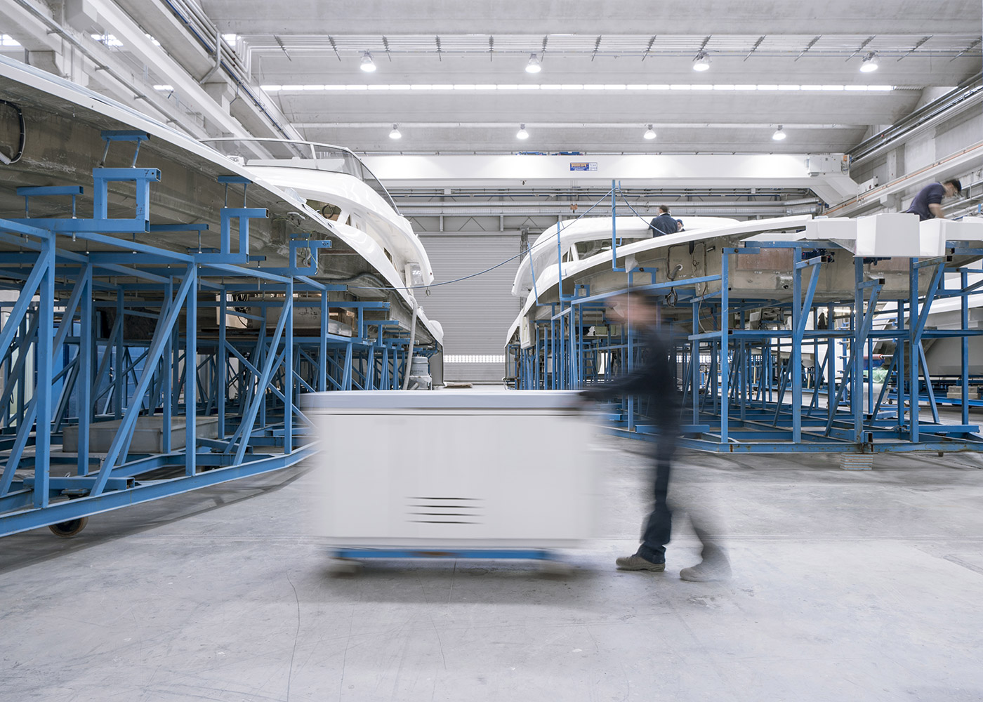 Free-standing furniture ready to be installed on board.