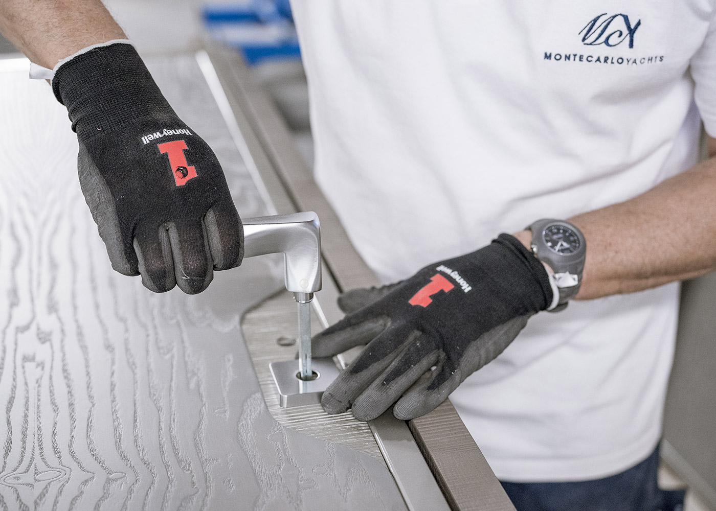 Final touches while preparing MCY 96 custom door.